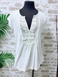 NWT Meadow Rue For Anthropologie White Tunic Top Size L Retail $58
