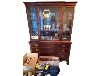 Vintage Mahogany Duncan Phyfe Style China Cabinet Features Classic Glass Front Display Doors And Elegant