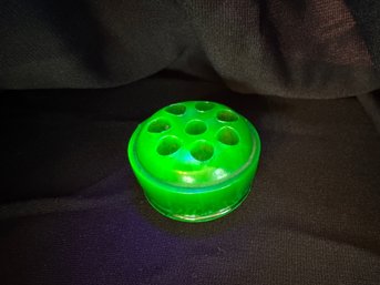 Uranium Glass Flower Frog