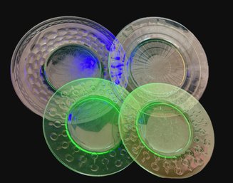 Grouping Of Four Uranium Glass Plates