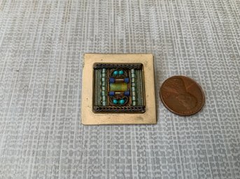 Vintage MCM Ayala Bar Signed Brooch With Geometric Design And Seed Beads