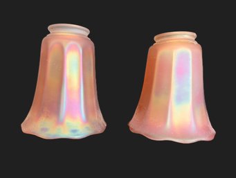 Frosted Iridescent Marigold Carnival Glass Light Pendant Shades