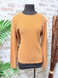 Sofia Milano Tupa Cashmere Toffee Tone Cable Knit Sweater Size XL
