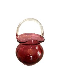 Pilgrim Cranberry Glass Basket