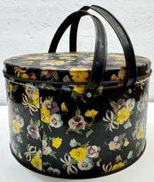 1950's Pansy Round Metal Sewing Tin