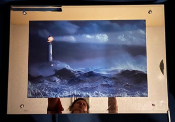 Exquisite Vintage Motion Light Up Mirror Lighthouse Picture