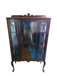Exquisite True Antique Queen Anne Display Cabinet With Wavy Glass