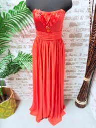 JS Boutique Strapless Orange Gown Size 8