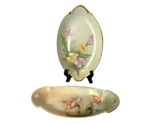 Duo Of Hand-Painted Floral Dishes