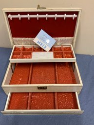 Vintage MCM Mele Jewelry Box 3 Tiered Design With Key
