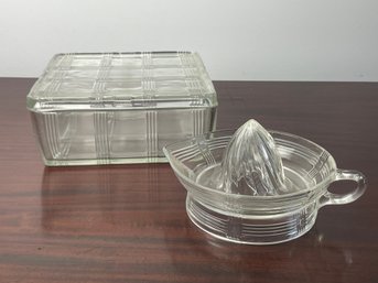 Retro Kitchen Glass, Large Refrigerator Dish & Citrus Juicer