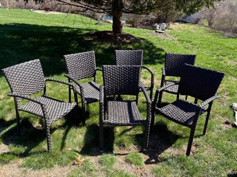 Six Matching Wicker Chairs