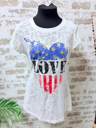 Rocket Girl Patriotic Love T-Shirt Size XL