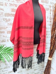 Southwest Style Woven Scarf W/ Fringe