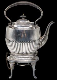 Antique Silver Plated Tea Kettle On Stand Hallmarked