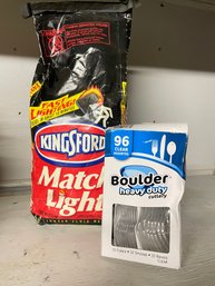 New Bag Of Charcoal And Plastic Ware