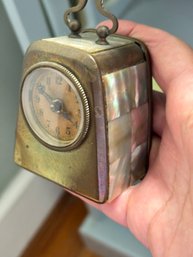 Antique Brass Miniature Carriage Alarm Clock Made In Germany