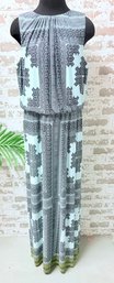 London Times Robins Egg Blue High Neck Maxi Dress Size 14