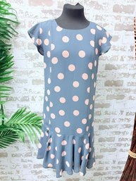 Anne Taylor Loft Polkadot Ruffle Bottom Dress, Size M