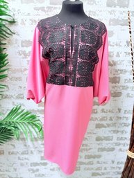 Alton Gray Pink Bat Wing With Lace Front Bib Size 6