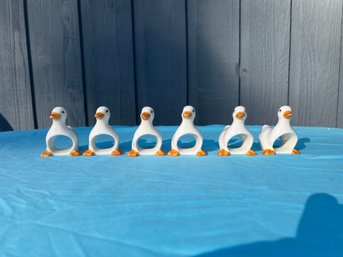 6 Vintage Ceramic Duck Napkin Rings