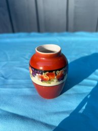 Vintage Brown Resin Vase With Fruir Decor