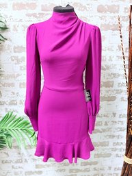 NWT Express Sheer Plum Long Sleeve Dress, Size XS, Retail $88