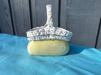 Vintage Ceramic Basket/Bassinet And Baby
