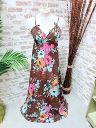 Sheer Black With Multi Color Floral Nightie Lingerie