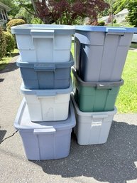 Grouping Of Rubbermaid Roughneck Bins W/ Lids