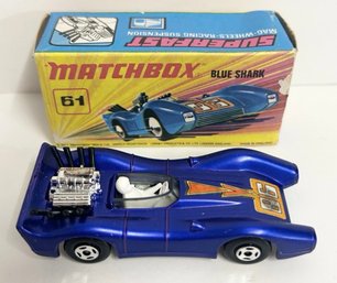 1971 Matchbox Superfast #61 Blue Shark W/Original Box Vintage