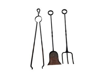 Hand-forged Fireplace Tools - Shovel, Tongs And Fork