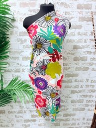Custom Tailored 1 Shoulder Flower Power Wiggle Dress