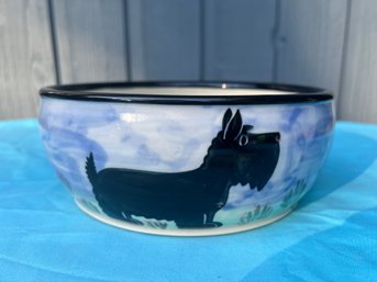 Hand Painted Scottish Terrier Dog Ceramic Bowl.