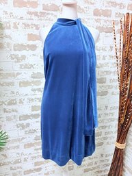 Vince Camuto Teal Velvet High Neck Sleeveless Dress Size 6
