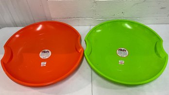 Set/2 Brightly Colored Children's Snow Saucers For Sledding Ref: JPH