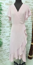 Lucy Paris Rose Tone Wrap Dress With Plunging V-Neck And Ruffled Bottom Size S