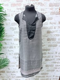 Tristan Black & White With Pink Accents Geometric Patterned Sleeveless Dress Size XS