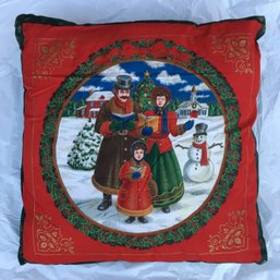 Vintage Cranston Prints Christmas Carolers Pillow