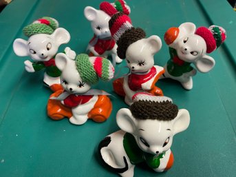 Vintage Ceramic Hand Painted Mouse Ornaments