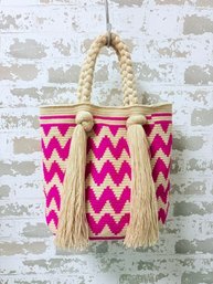 Le Pom Pom Woven Handing W/ Braided & Tassled Straps