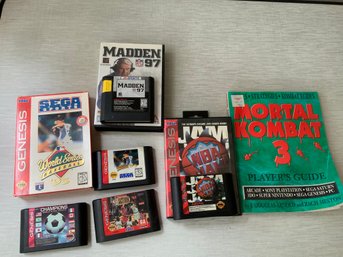 5 Various Genesis Sega Sports Video Game Cartridges 1995 World Series NBA Jam Madden 1997