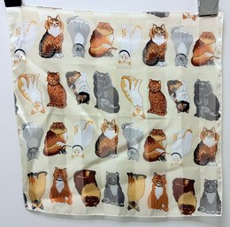 Ladies Vintage Scarf Square Sheer Cat Stripes