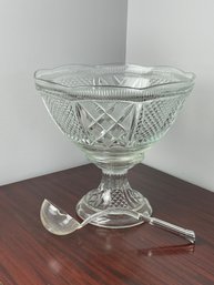 Mid Century Punch Bowl, Pedestal & Ladle, Baroque By Colony/Indiana Glass