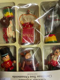 Vintage Box Of Circus Themed Ornaments