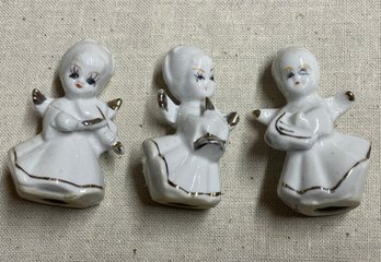 Vintage Trio Of Ceramic Hand Painted Angels