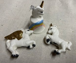 Trio Of Ceramic Unicorn Ornaments
