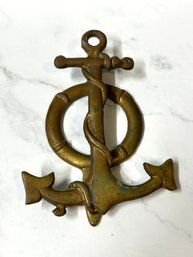 Vintage Brass Nautical Anchor & Rope Door Knocker