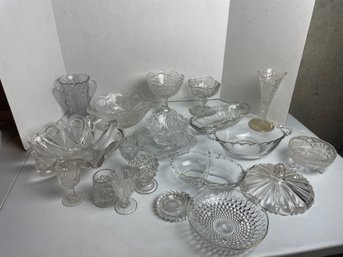 BOX LOT, Antique EAPG & Depression Glass Lot, Turn Of 20th Century, 1900 - 1940s