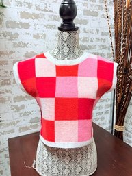 Contemporary Mod Style Color Block Sleeveless Crop Sweater Size XS